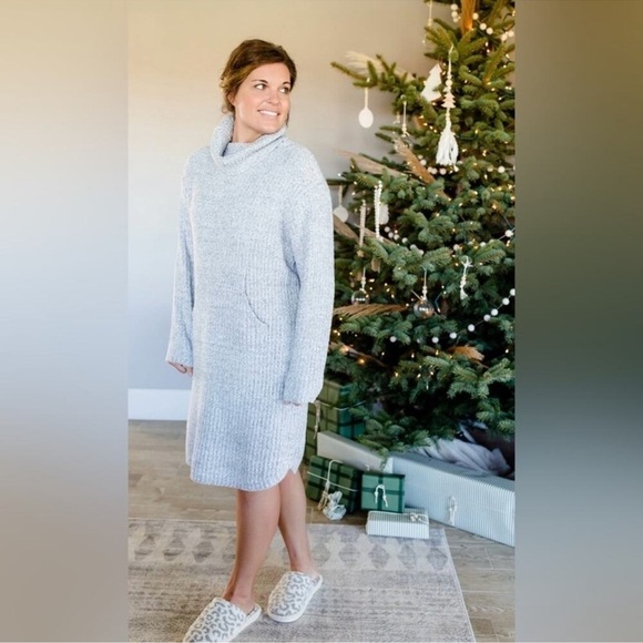Softies Marshmallow Slouch Turtleneck Lounger Dress Womens Gray Ribbed - Picture 10 of 10